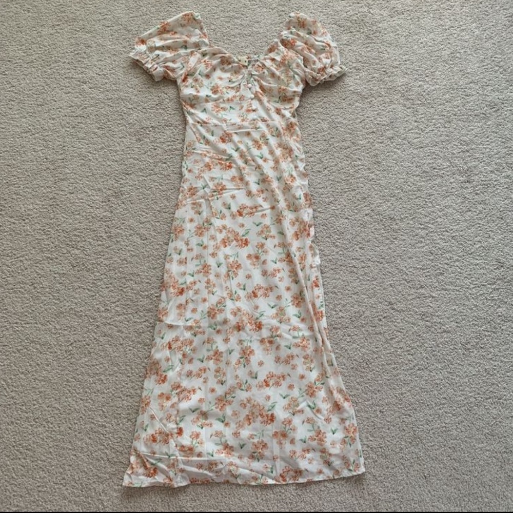 Sundae Muse orange floral midi dress